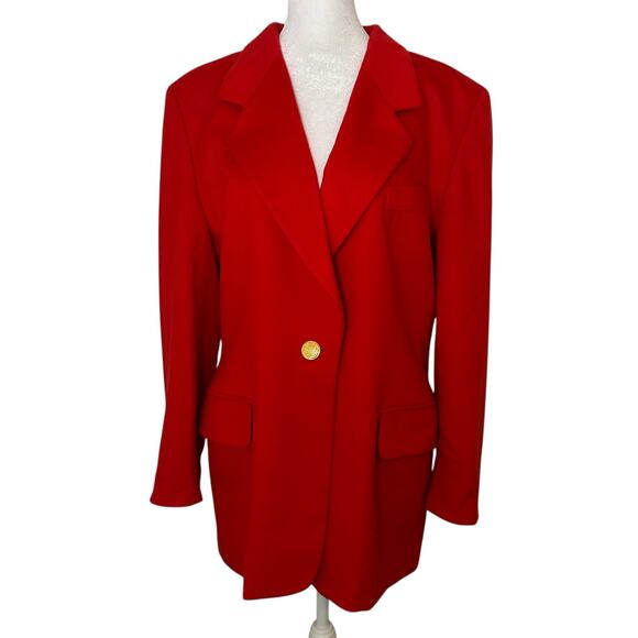 Escada red cashmere one-button jacket size 42 - Picture 1 of 16